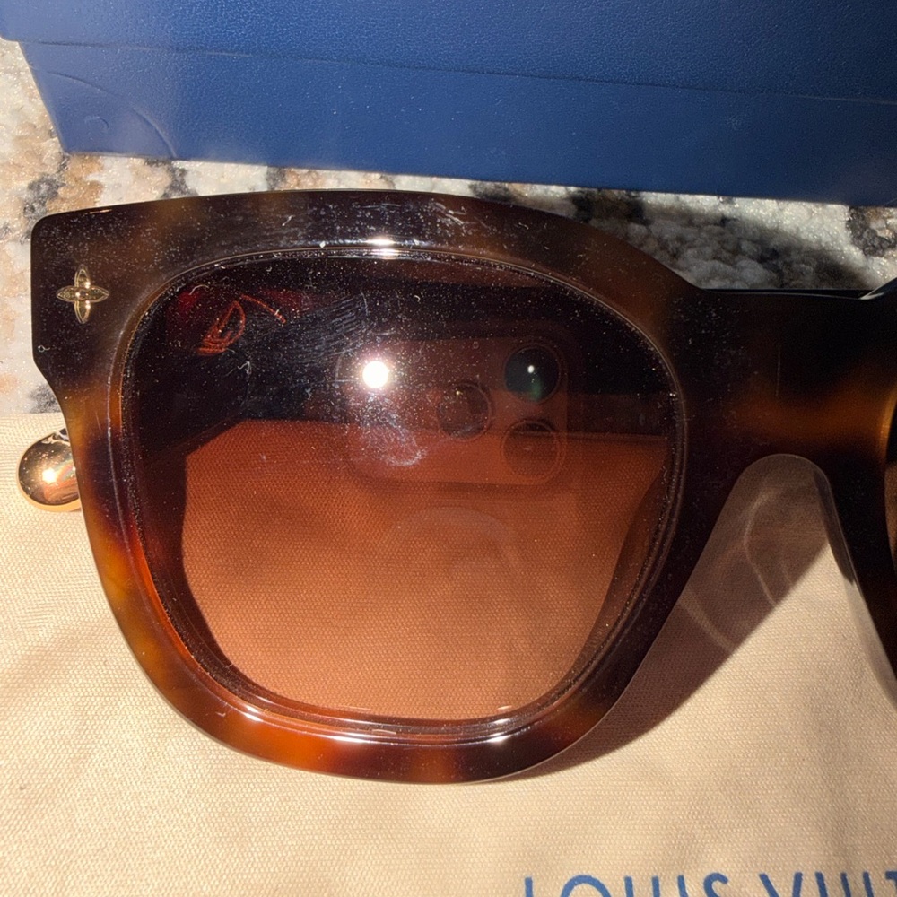 Louis Vuitton Brown Sunglasses with Gold Accents - Picture 2 of 5
